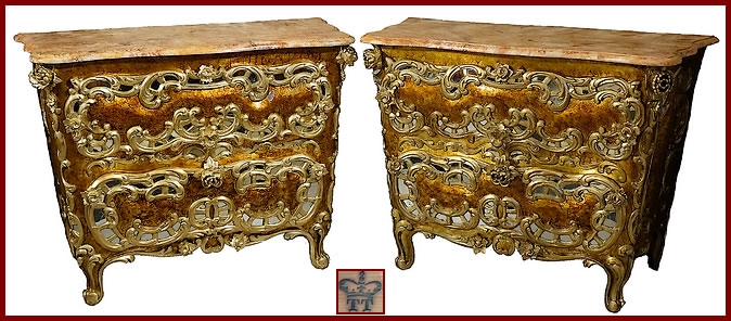 Paire de commodes rococo Italie Sicile provenance mastroianni et della Torre e Tasso